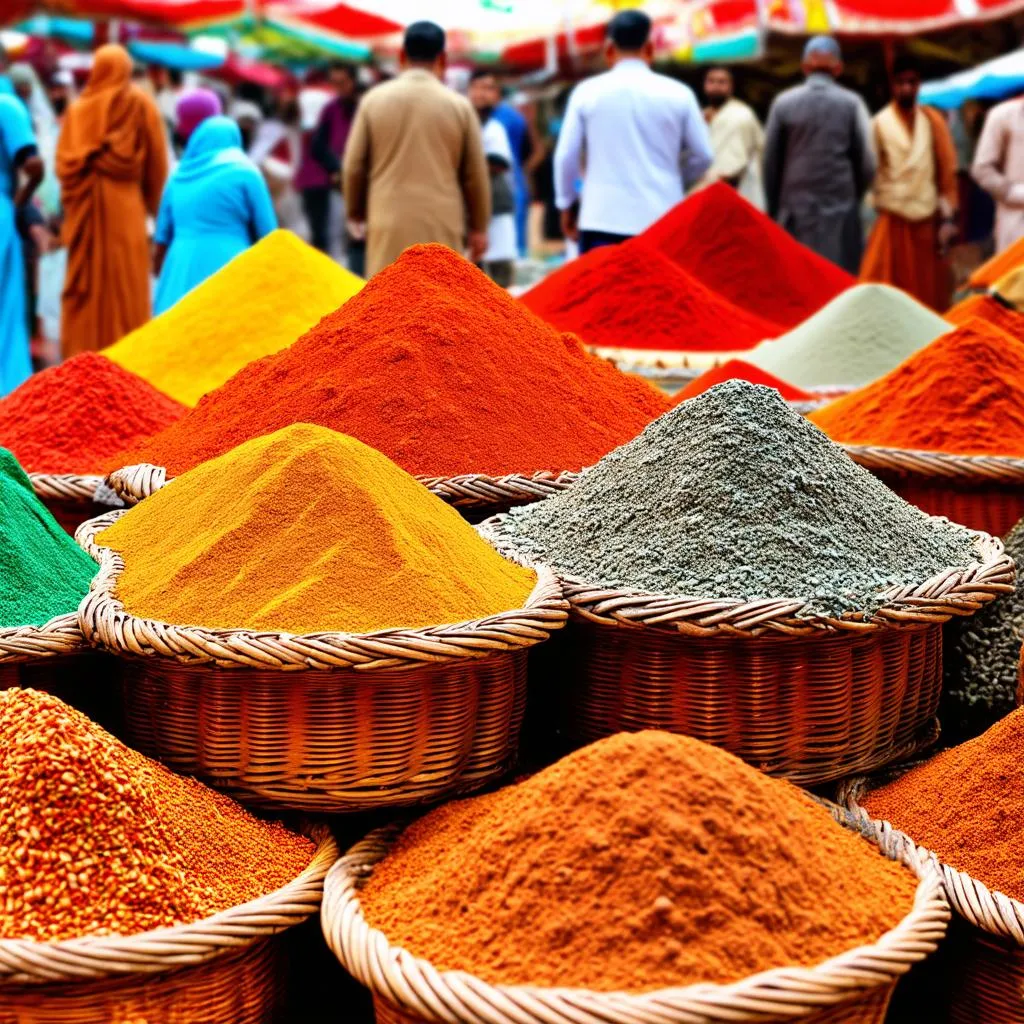 Vibrant Spices in an Egyptian Market