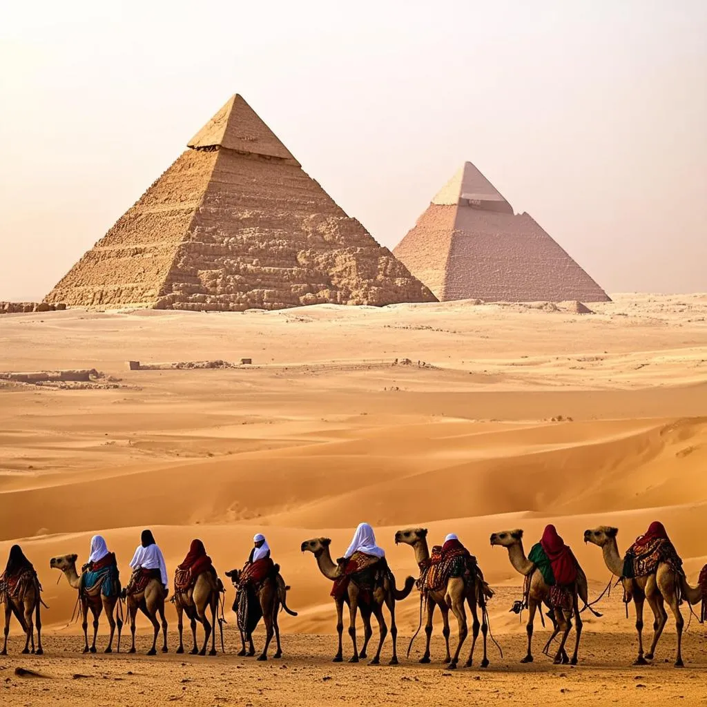 The Pyramids of Giza at Dawn