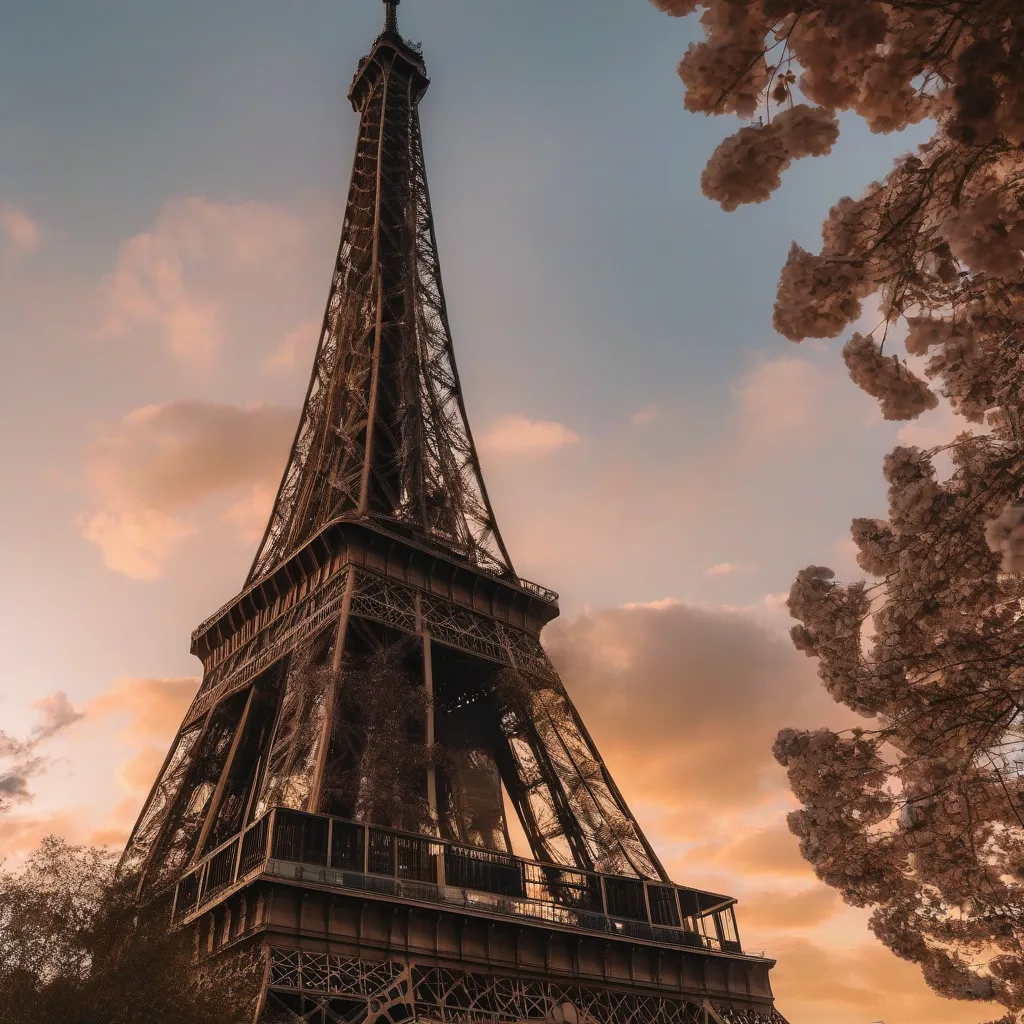 Eiffel Tower in Paris at sunset