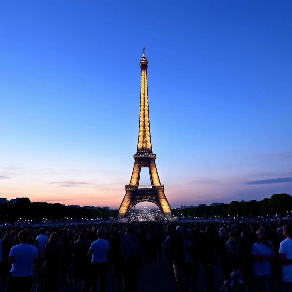 The iconic Eiffel Tower in Paris, France.