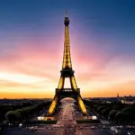 Eiffel Tower at Sunset in Paris