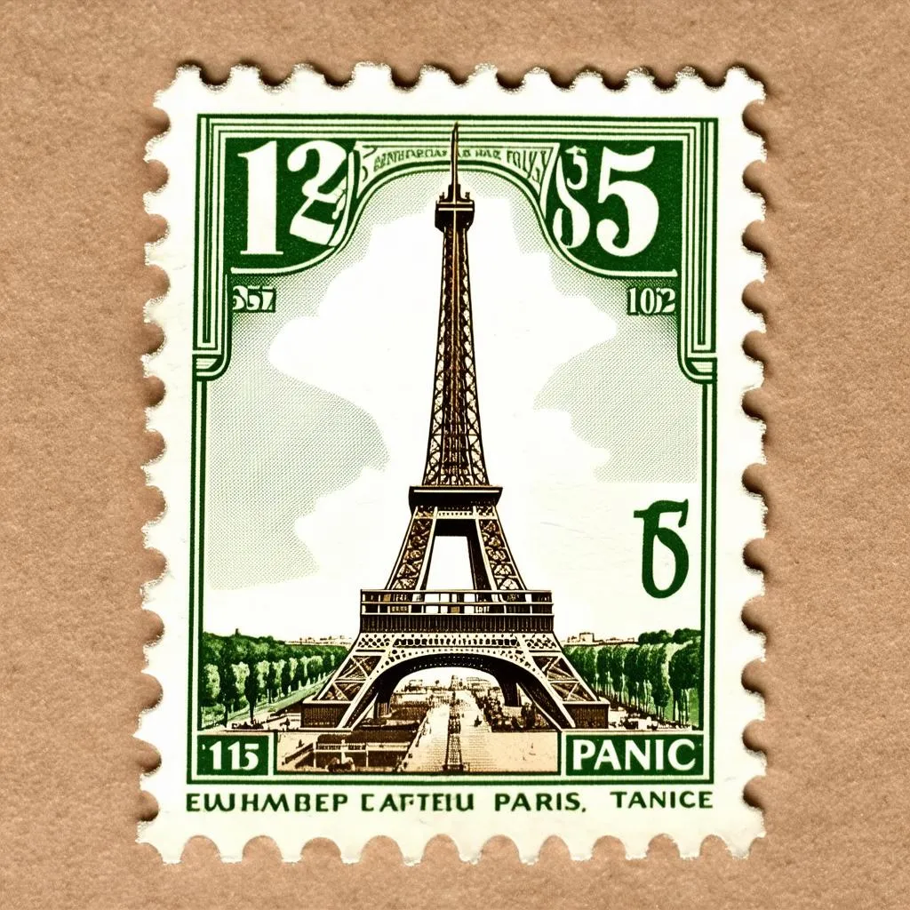 Parisian Charm: Eiffel Tower on a Stamp