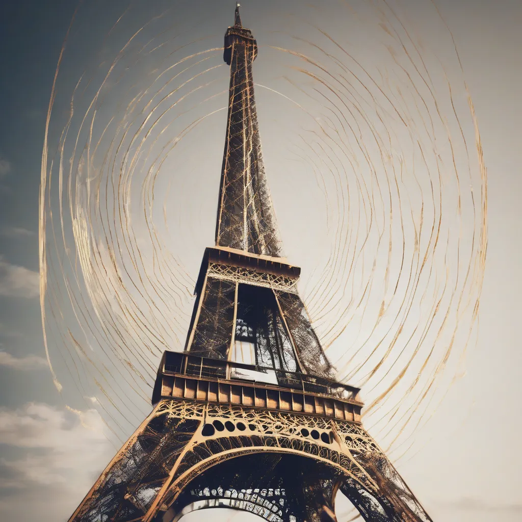 Eiffel Tower with radio waves