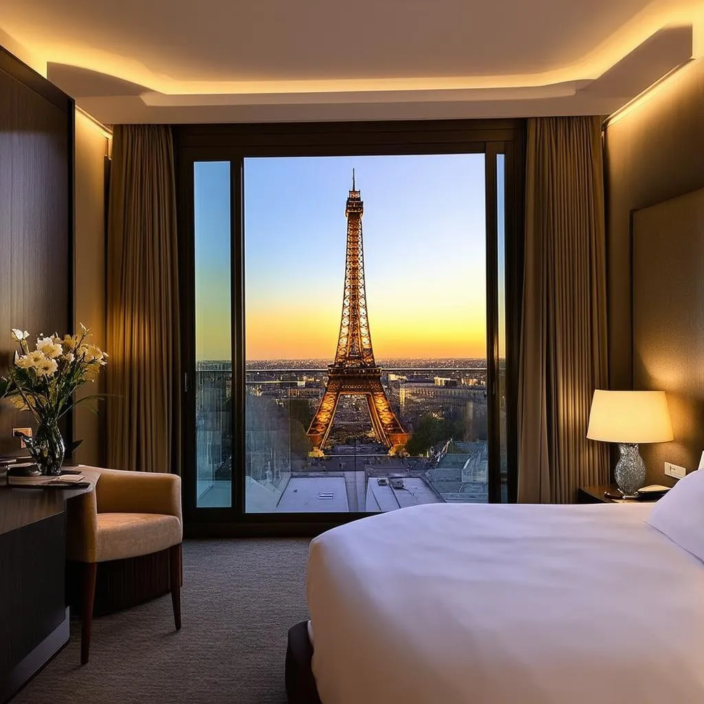 Hotel Room with Eiffel Tower View