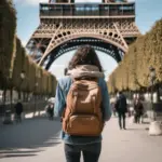 Eiffel Tower with Traveler