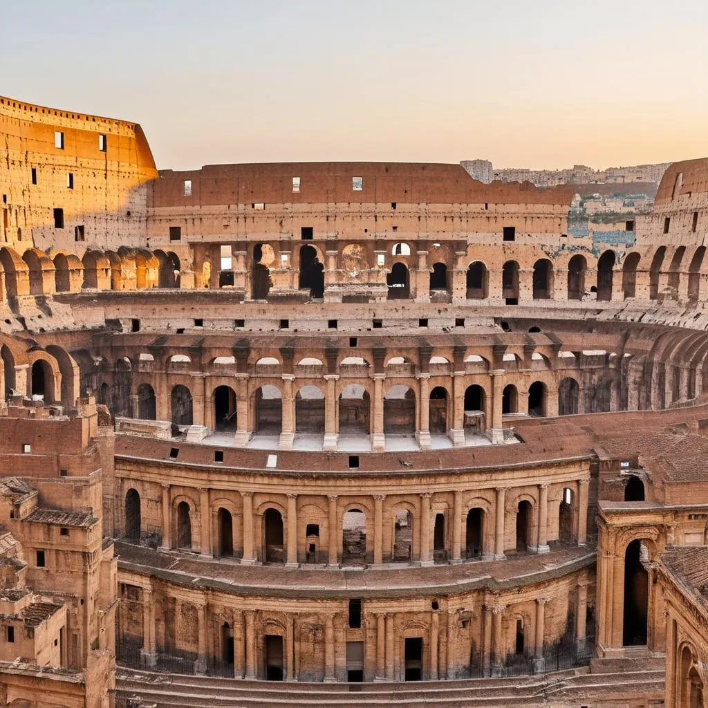 Sunset over El Jem Colosseum