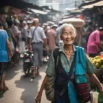 Elderly Woman Backpacking