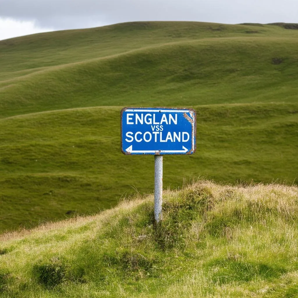 England Scotland Border Sign