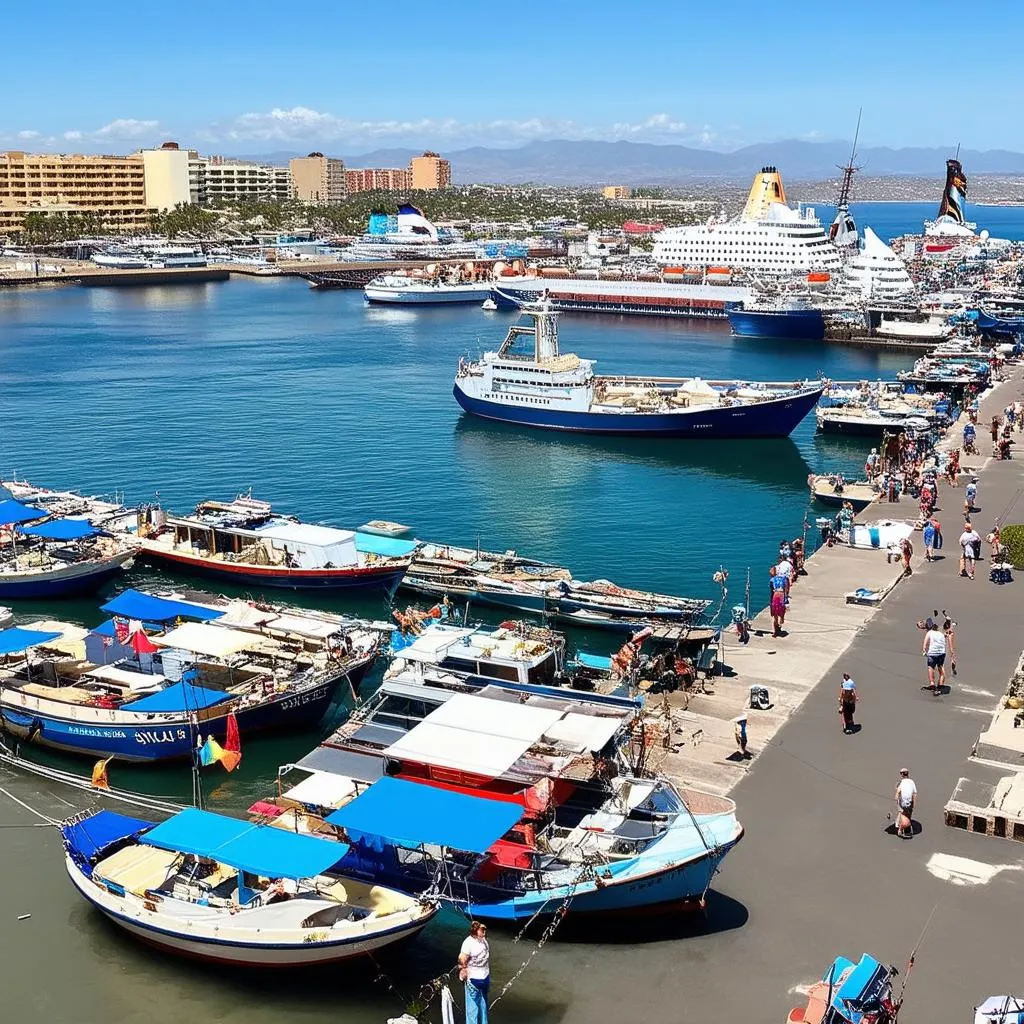 Bustling Harbor of Ensenada, Mexico