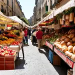 Vibrant European Market Street