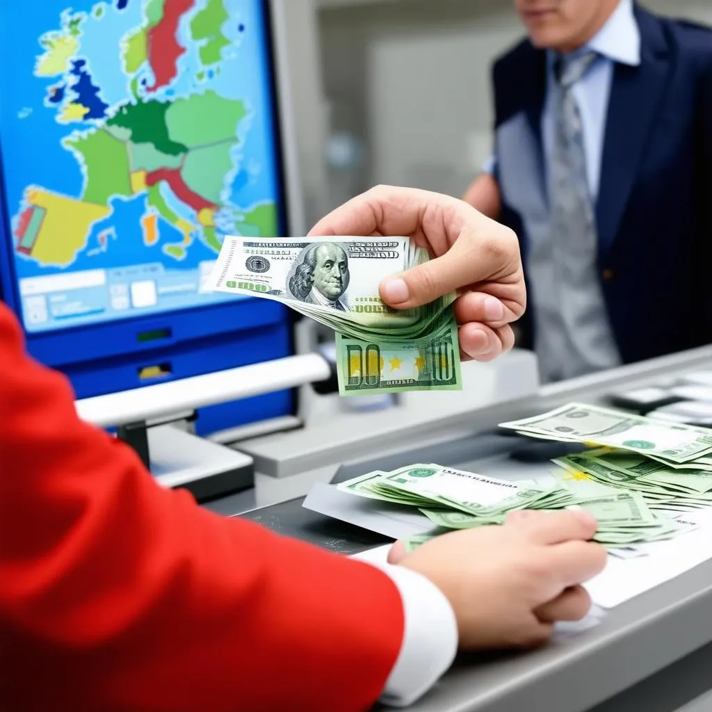 Exchanging Euros at a Bank