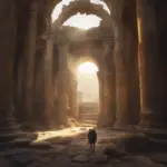 Explorer amidst ancient ruins