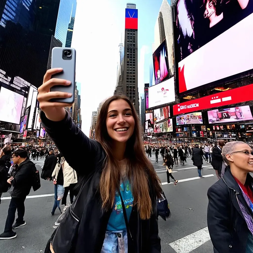 French Tourist in Times Square