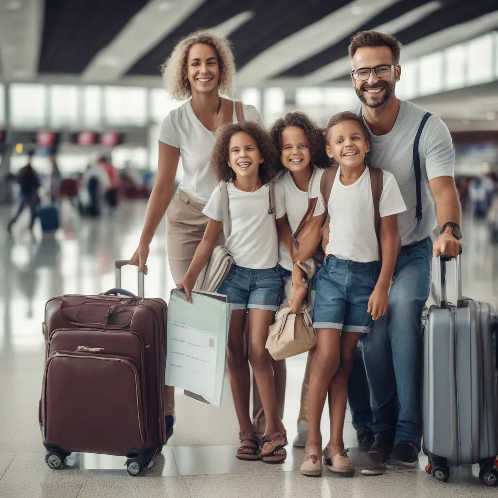 Family at Airport with Travel Documents