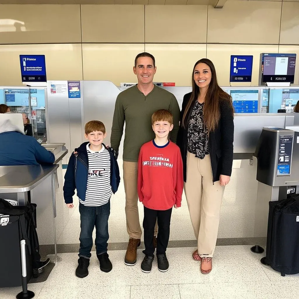 Family at Airport Check-in