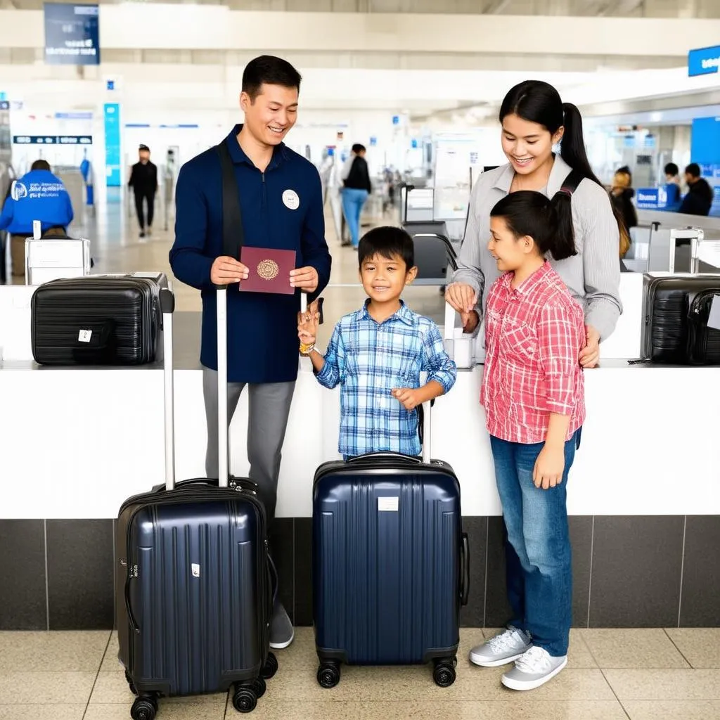 Family at Airport Check-in