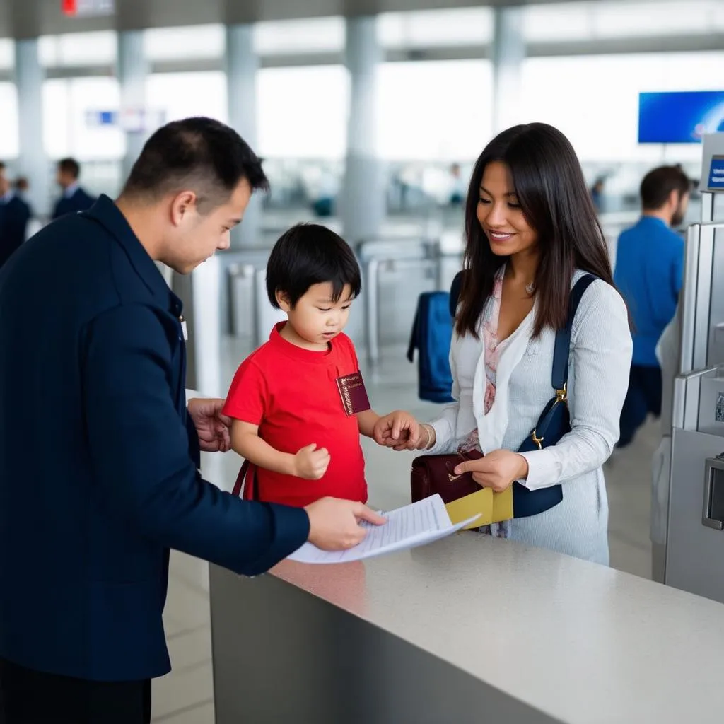 Family at Airport Check-In