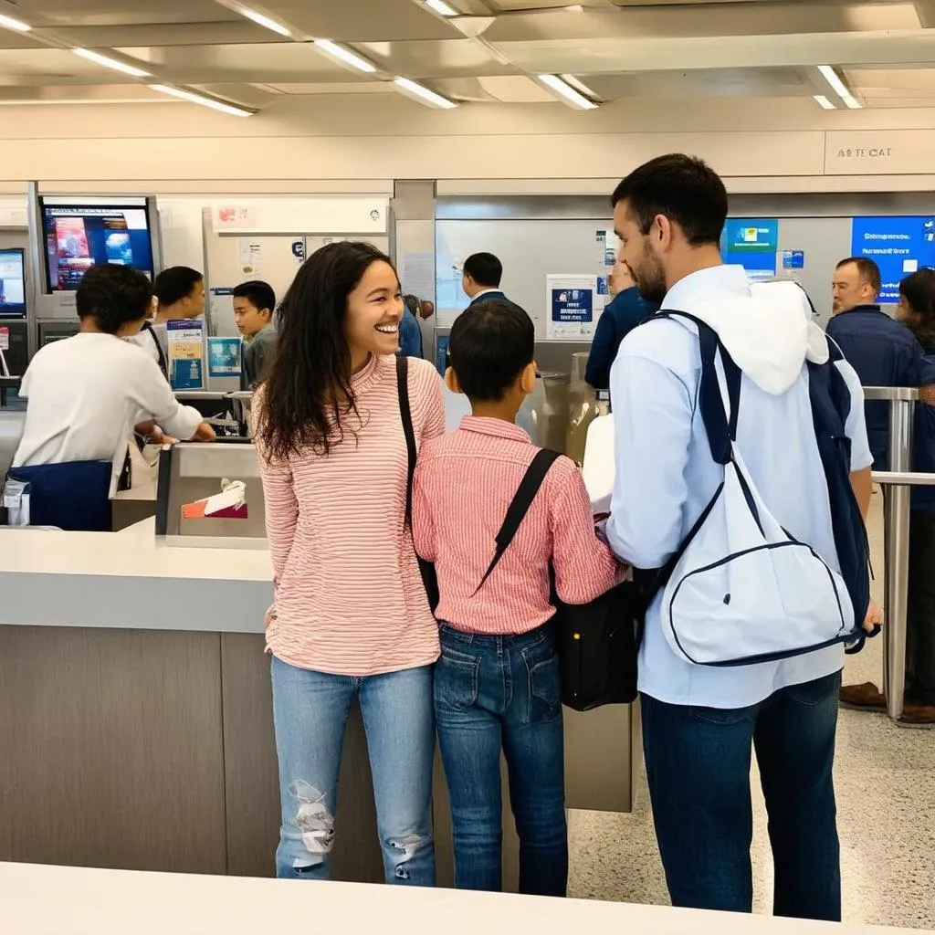 Family Checking in at Airport