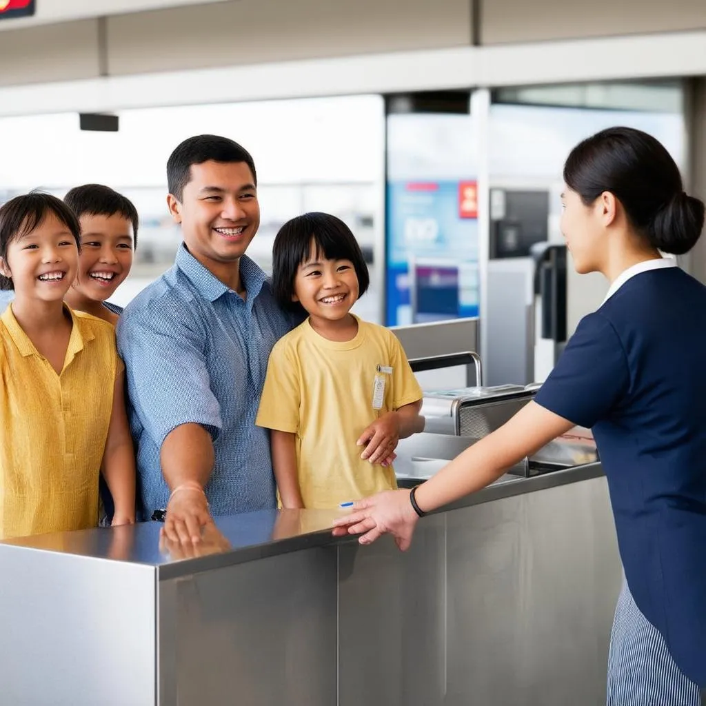 Family at Airport Check-in