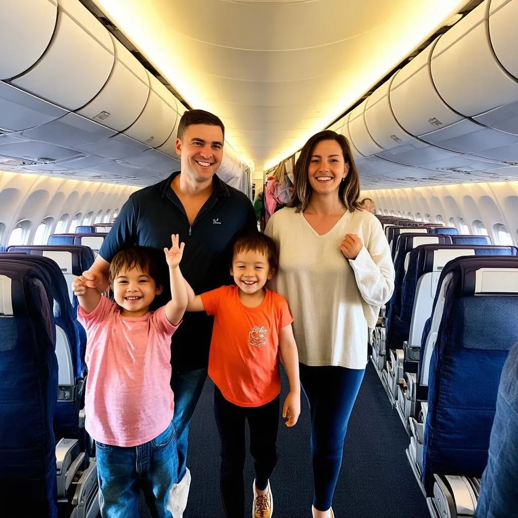 Family Boarding Airplane