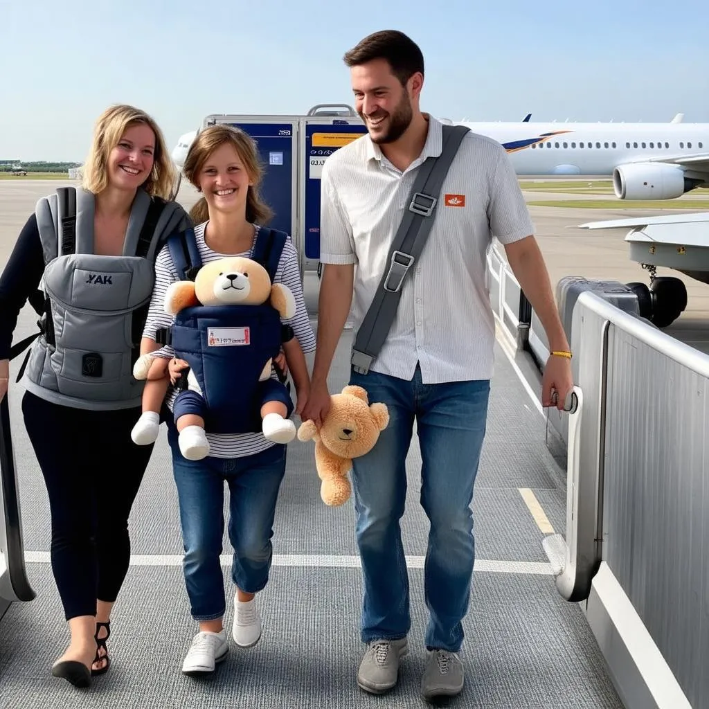 Family Boarding a Plane