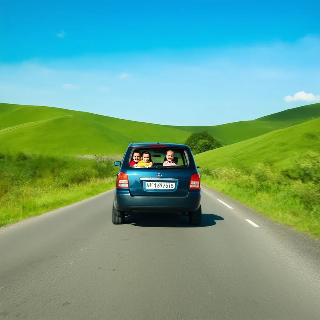 Family car on a road trip