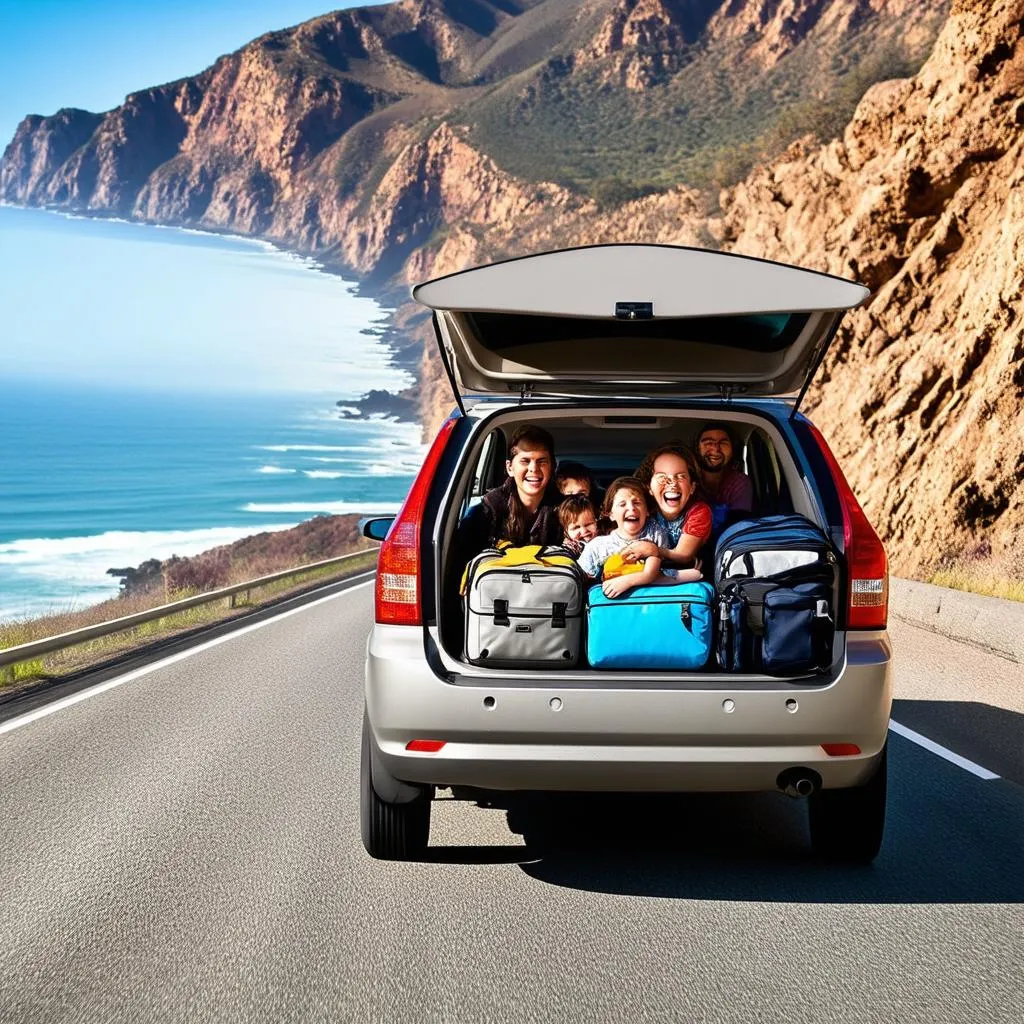 Family car on a road trip