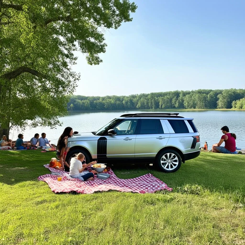 Family Car Parked near a Lake