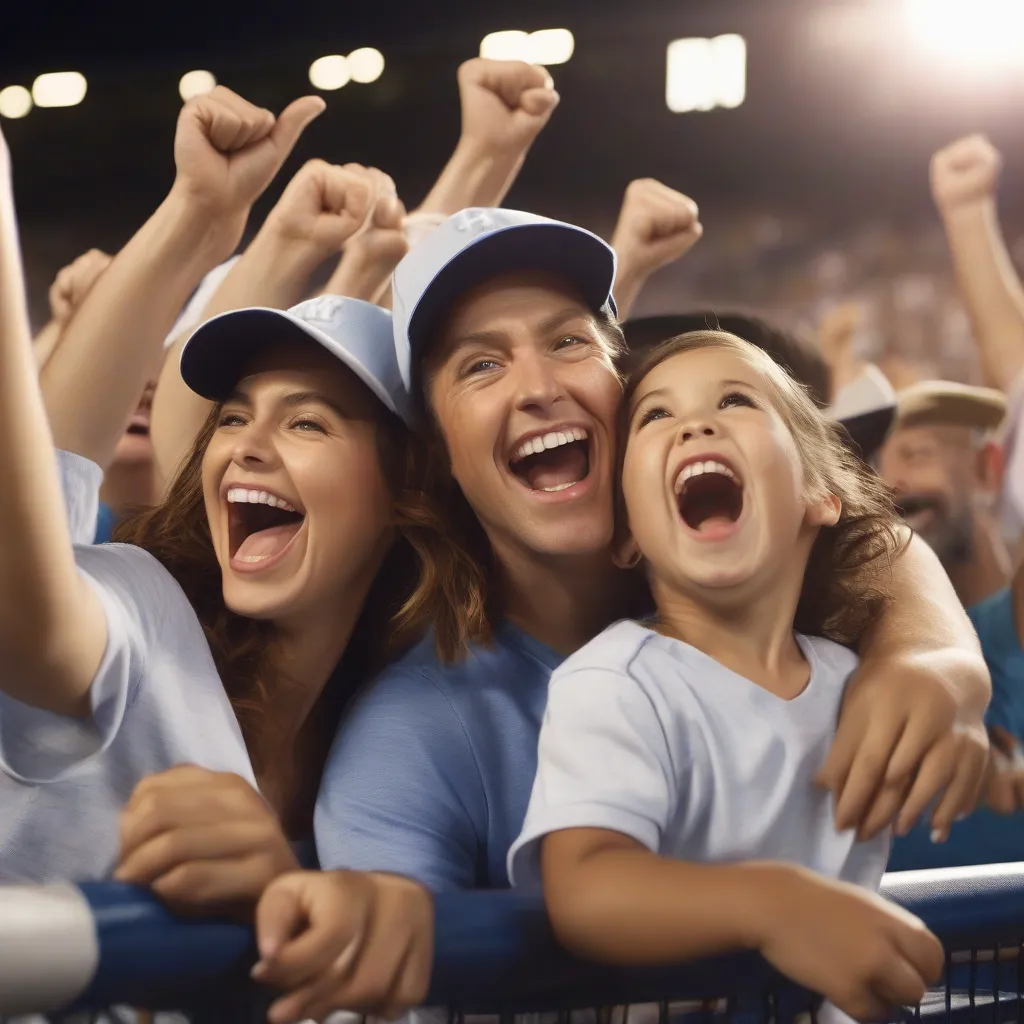 Family Cheering at Baseball Game