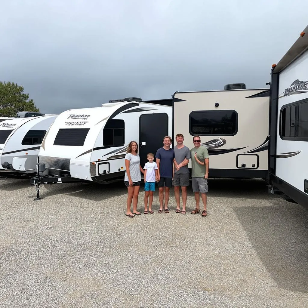 Family Choosing a Travel Trailer