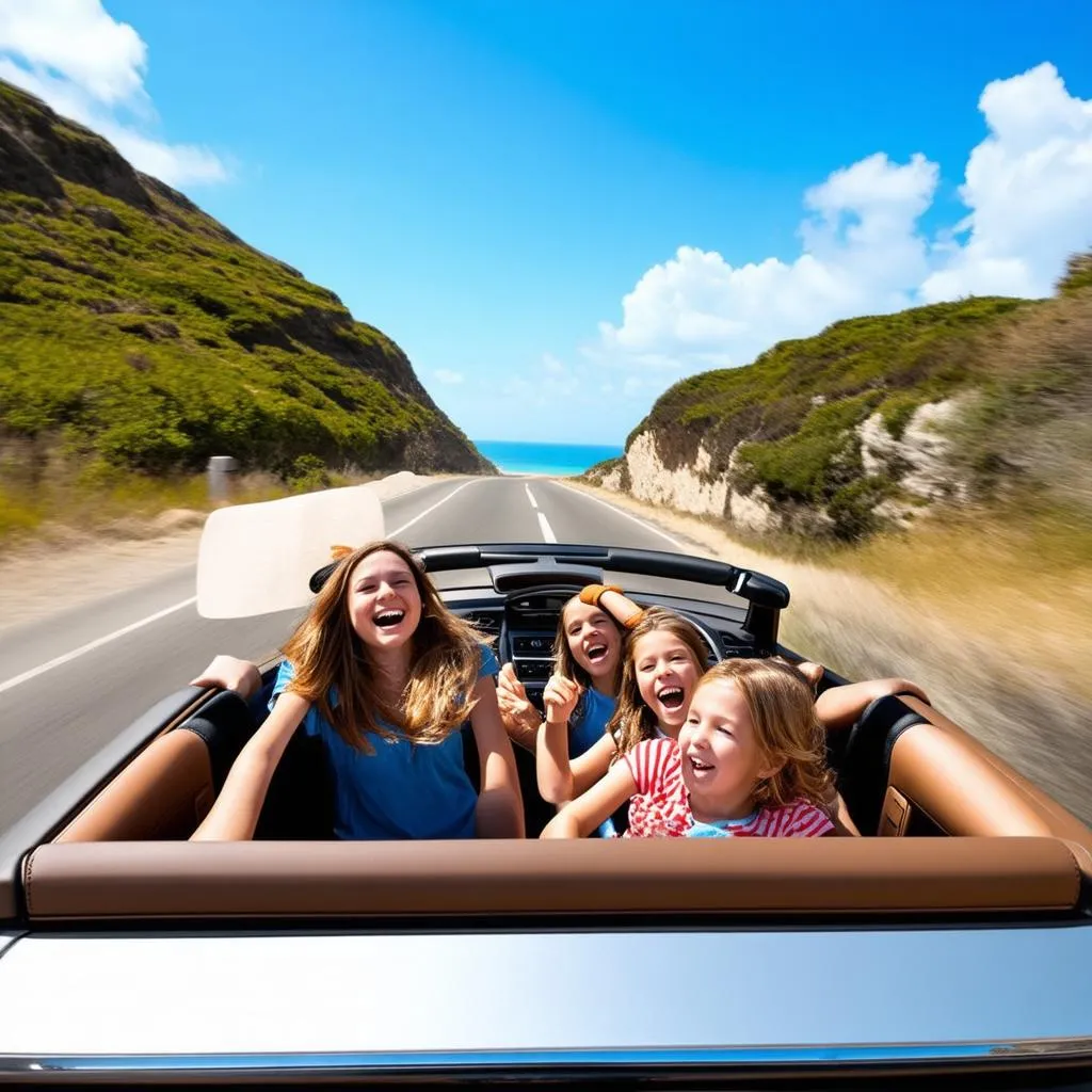 Family Road Trip in Convertible