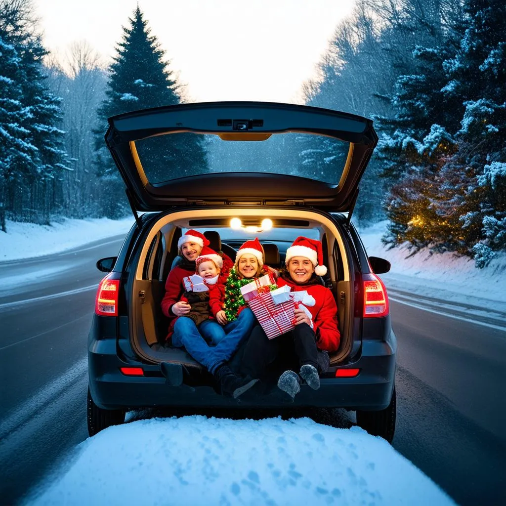 Family Driving Home for Christmas