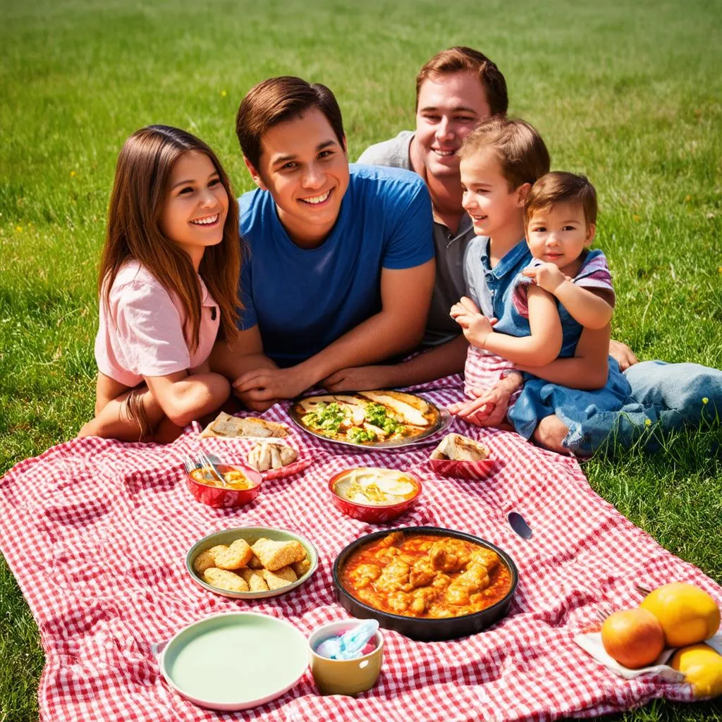 Family Picnic With Warm Food