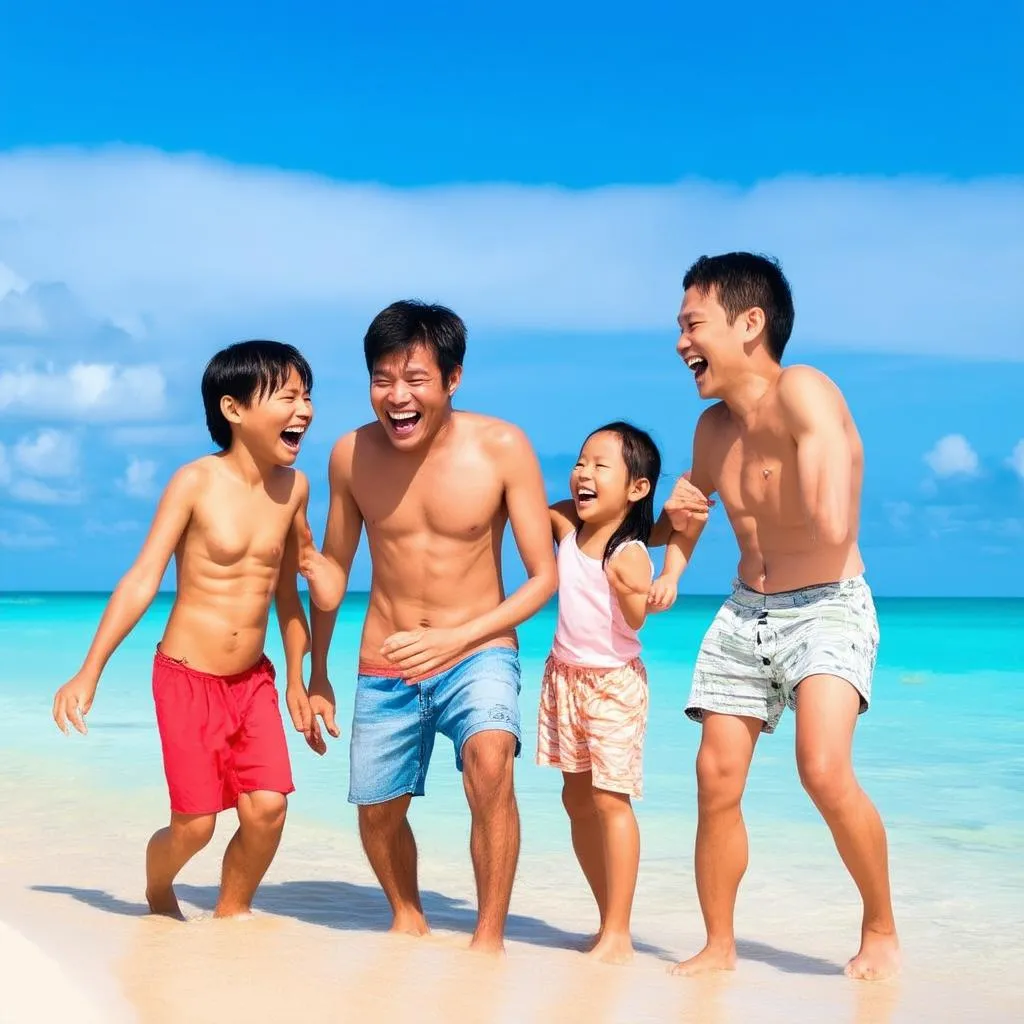 Family Having Fun at the Beach