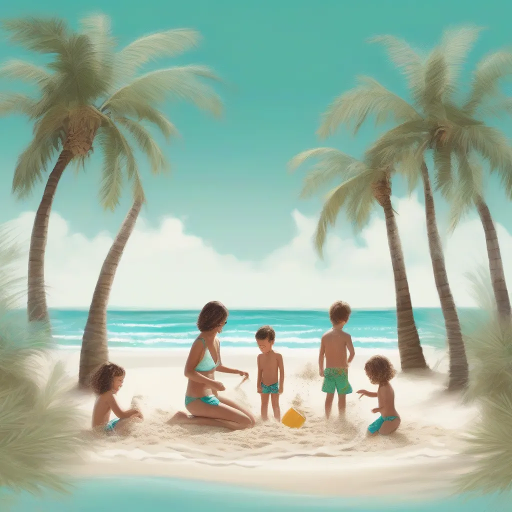 Family on Tropical Beach Vacation