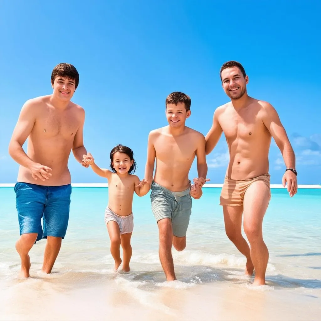 Family Enjoying Beach Vacation