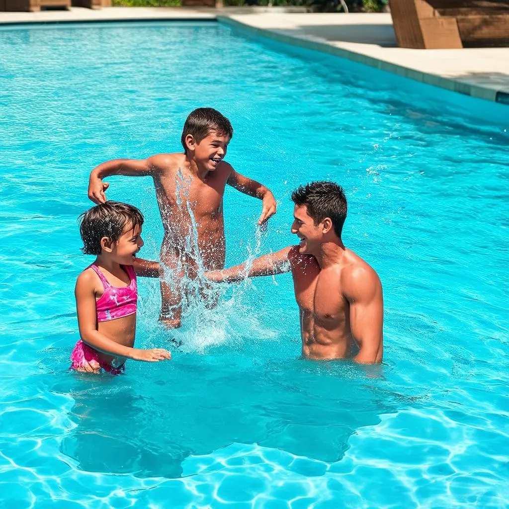 Family Enjoying Time at a Resort Pool