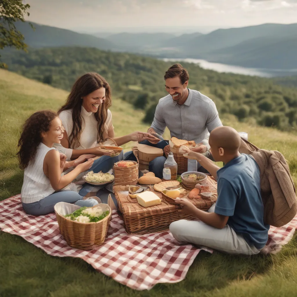 Family picnic with mashed potatoes