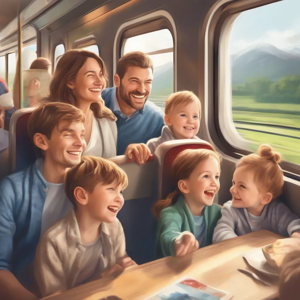 Happy Family on Train