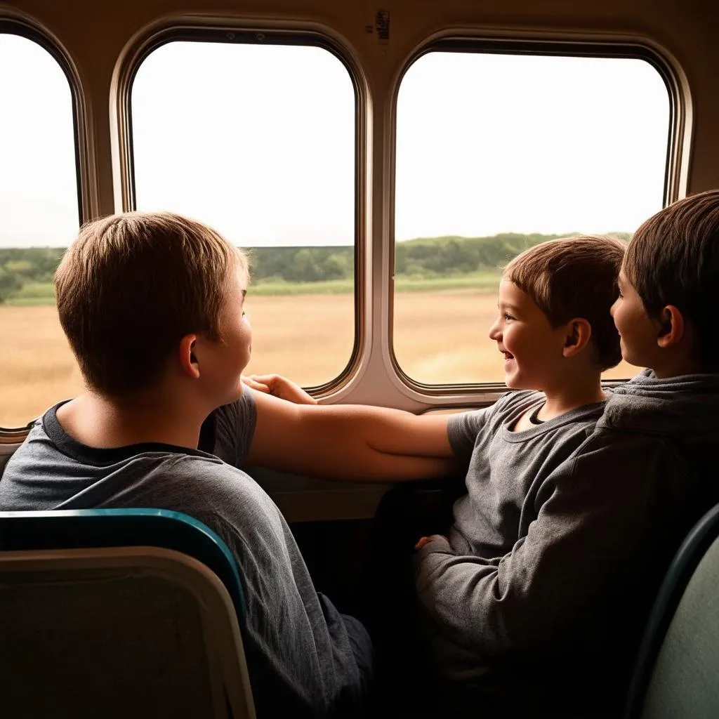 Family Enjoying Train Journey