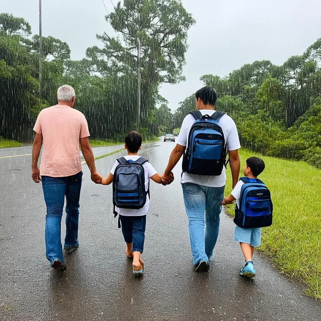 Family Evacuating Hurricane