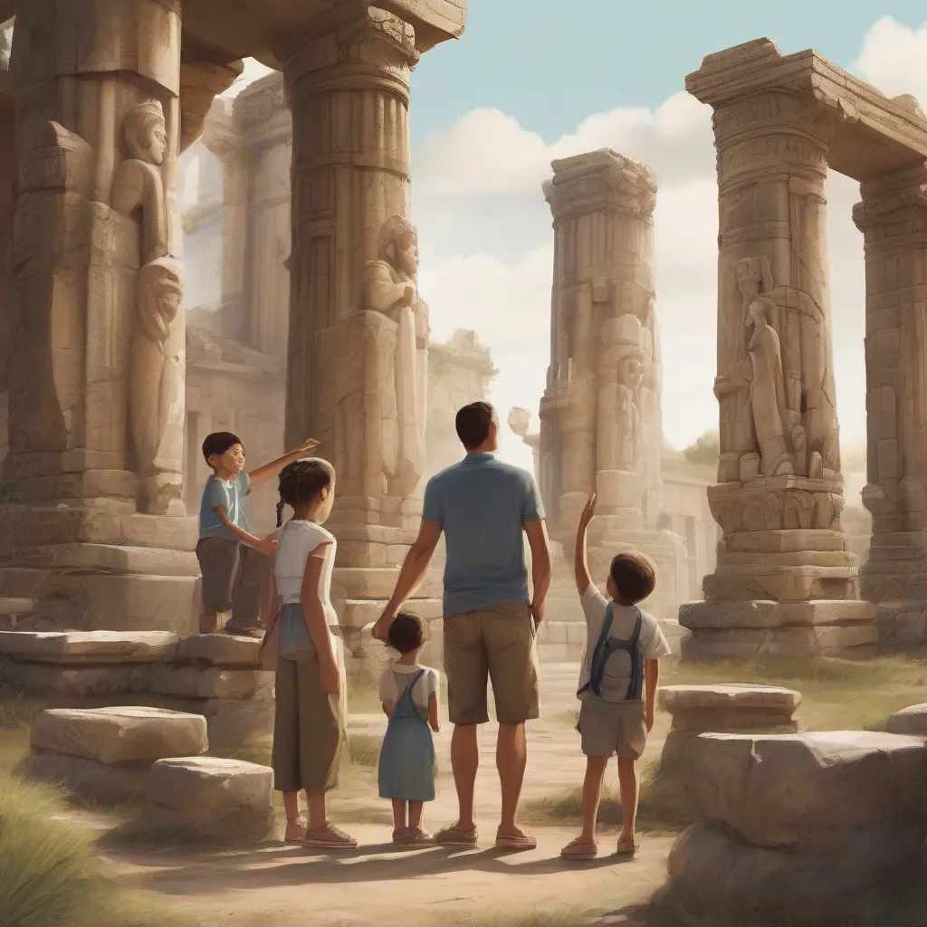 Family Exploring Ancient Ruins