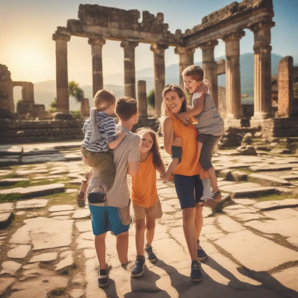 Family Exploring Ancient Ruins