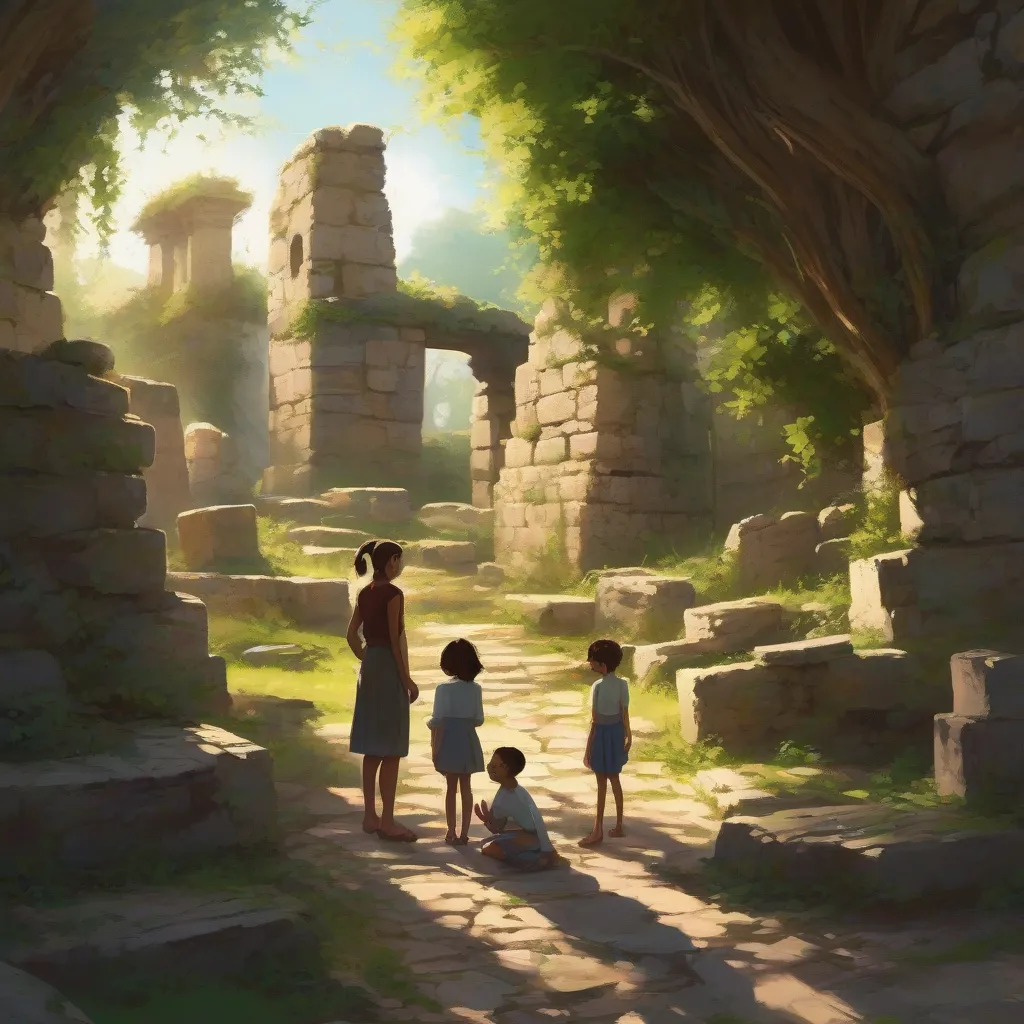 Family Exploring Ancient Ruins