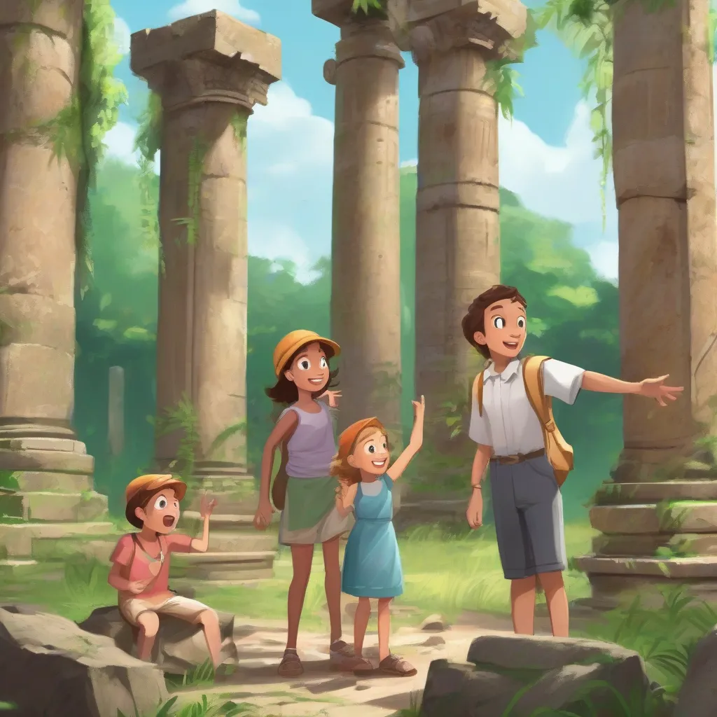 Family Exploring Ancient Ruins