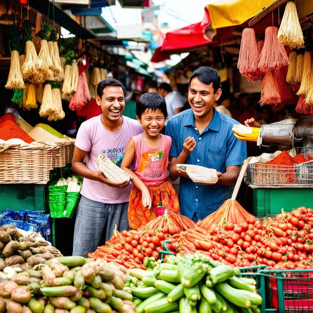 Family Exploring Local Market