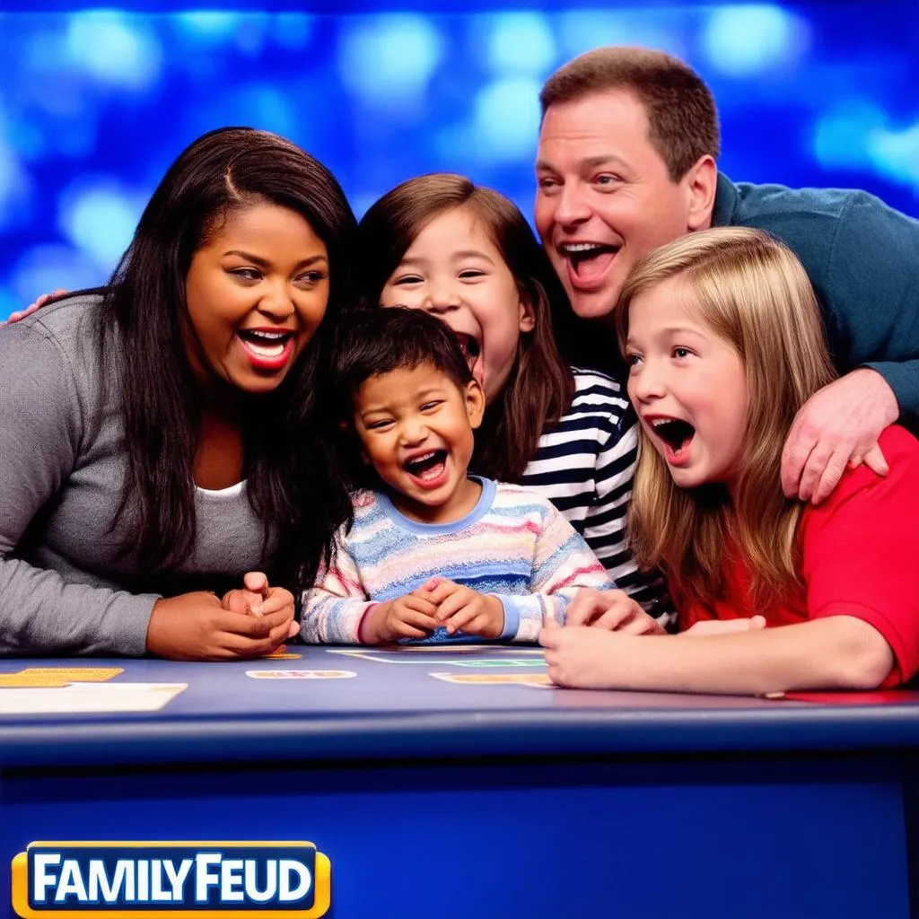 Family Feud Contestants Huddle