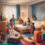 Family enjoying spacious hotel room