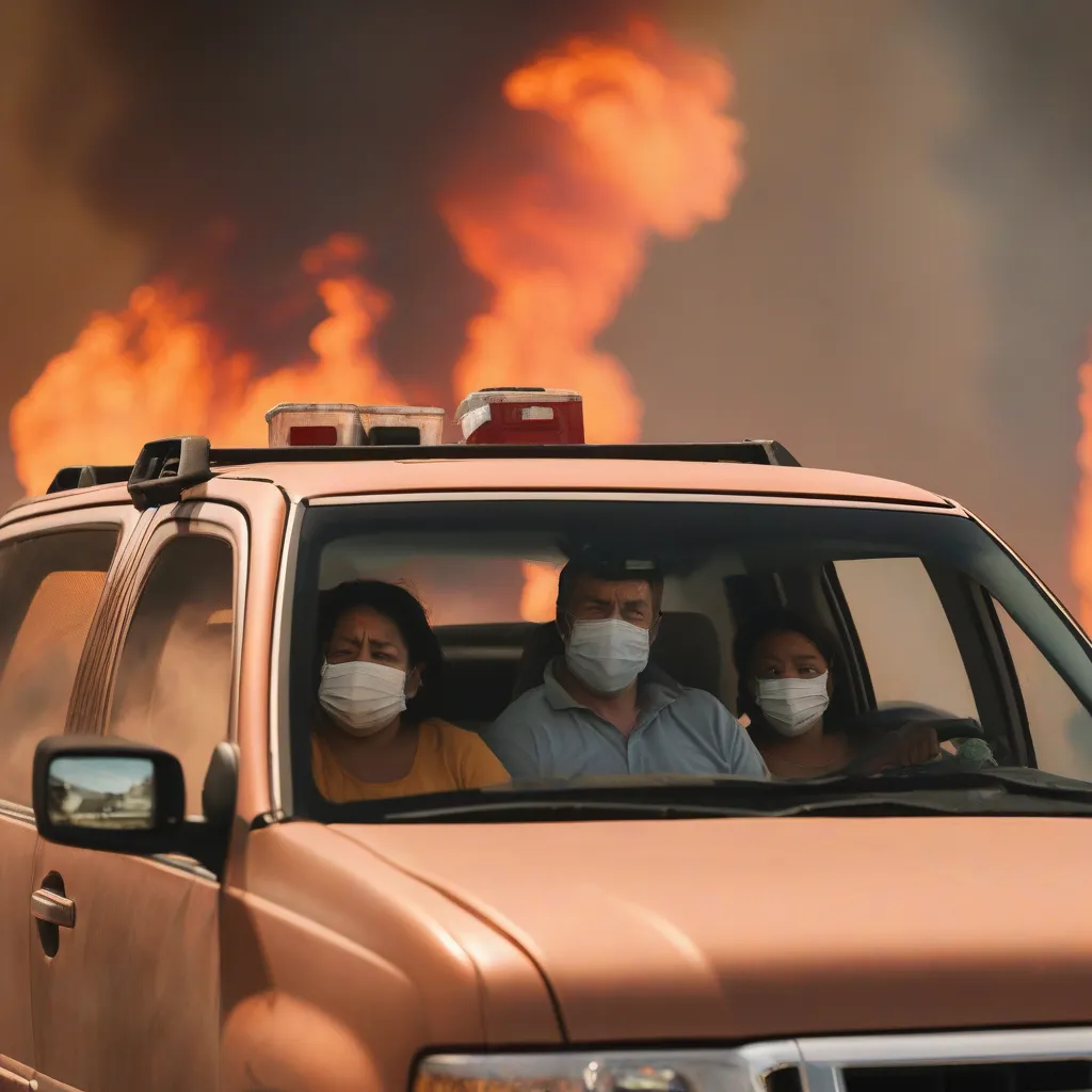 Family Evacuating Wildfire