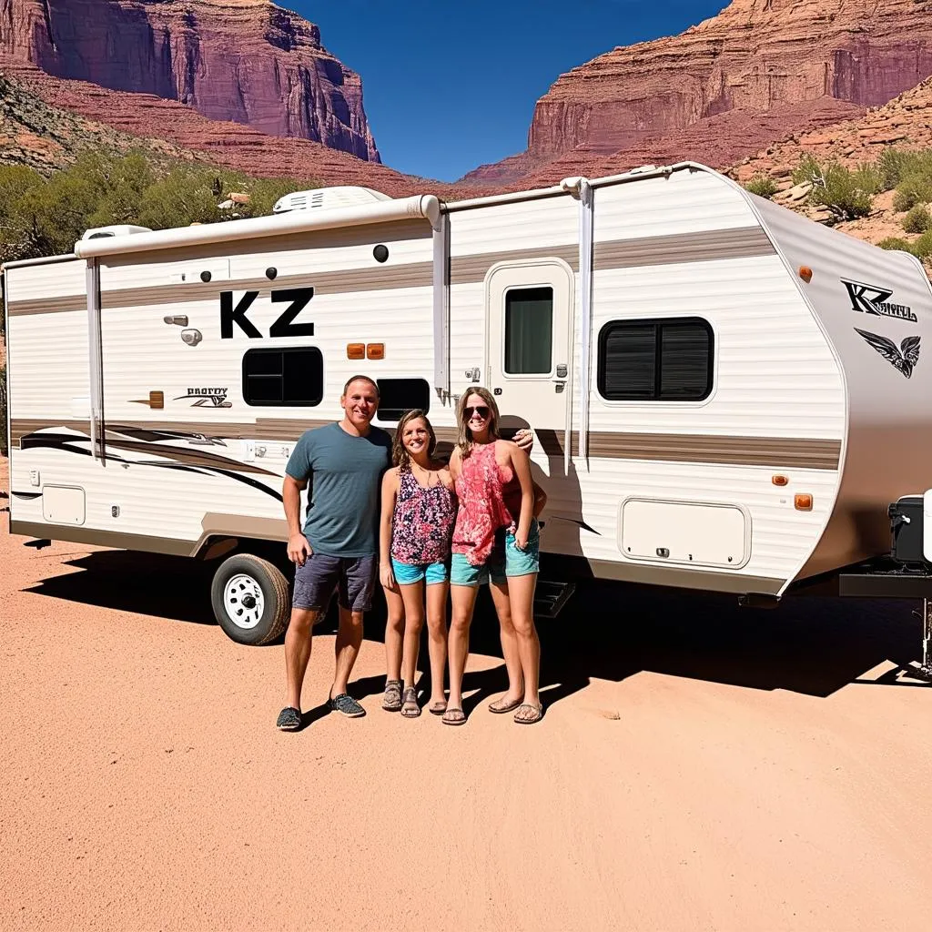 Family Enjoying their KZ Travel Trailer